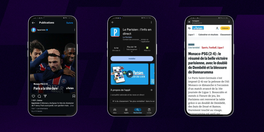 Exemple concret Deep Link - Le Parisien